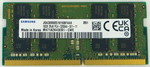 Samsung 16Gb DDR4-3200 PC4-25600 SODIMM Non-ECC Small Outline